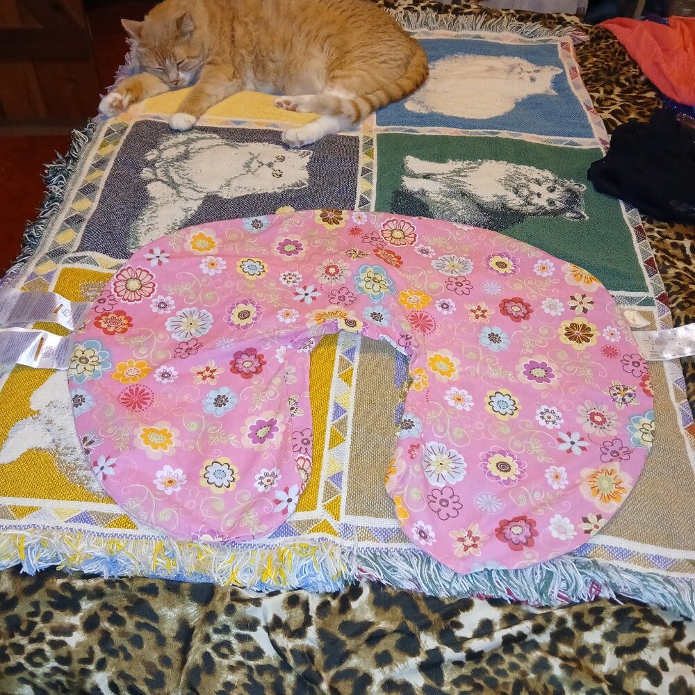 Pink with Flowers Boppy Nursing Pillow Cover